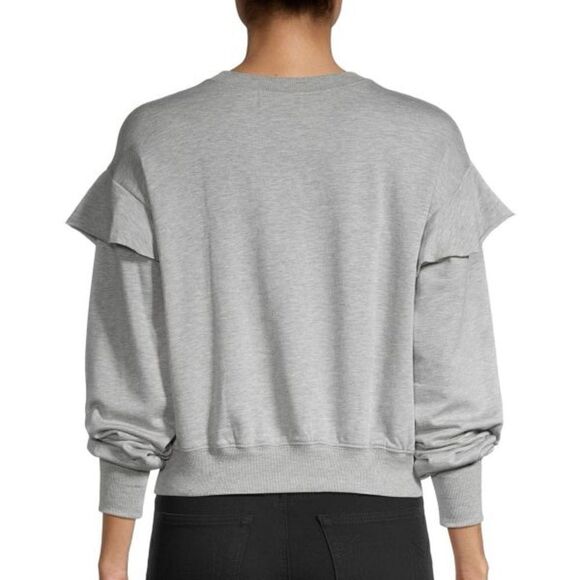 Michael Stars NWT Los Angeles Kacey Ruffle Heather Gray Sweatshirt. Size XS. - Picture 2 of 6
